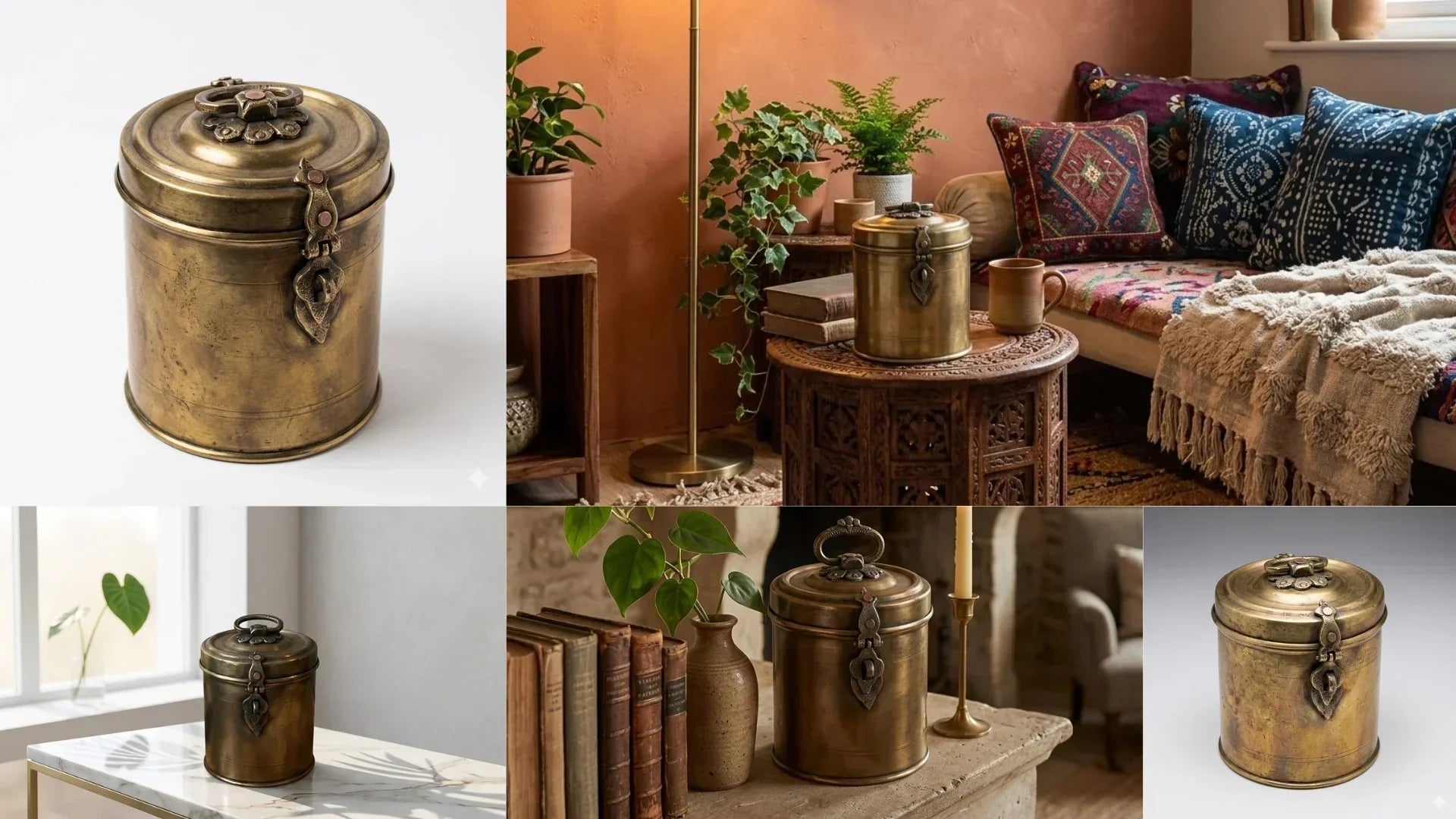 Antique brass barni handcrafted in traditional Indian style, vintage brass storage Box for elegant home decor