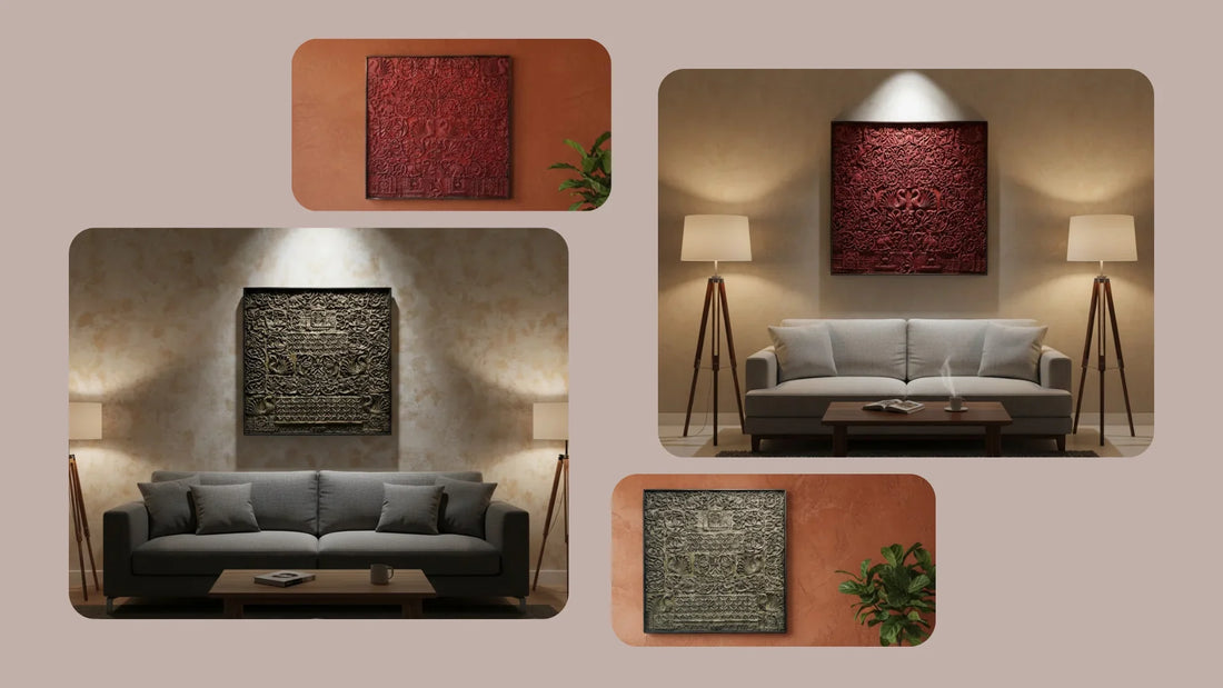 Rustic wooden wall panel with a carved peacock motif, ideal for adding a vintage touch to living spaces