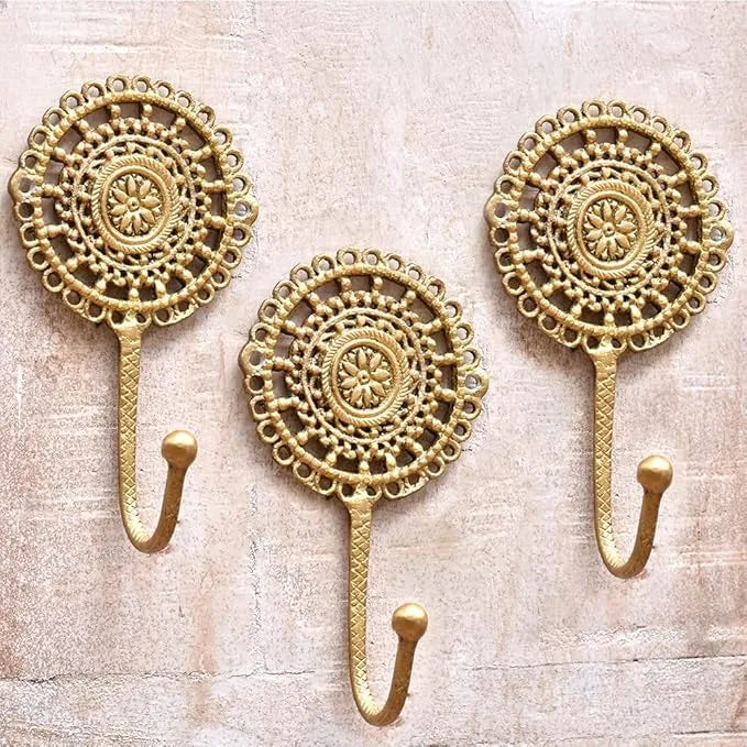Gold Boho Brass Shabby Chic Vintage Key and Coat Rack - Wall Mount Holder
