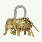 Brass Elephant Design Lock with Key