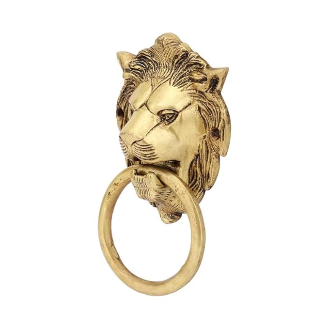 Brass Lion Face Shape Design Door Pull Handle