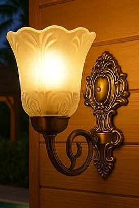 Tripping Vintage Bell-Shaped Glass Wall Lamp with Antique Brass