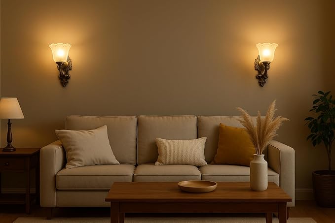 Tripping Vintage Bell-Shaped Glass Wall Lamp with Antique Brass