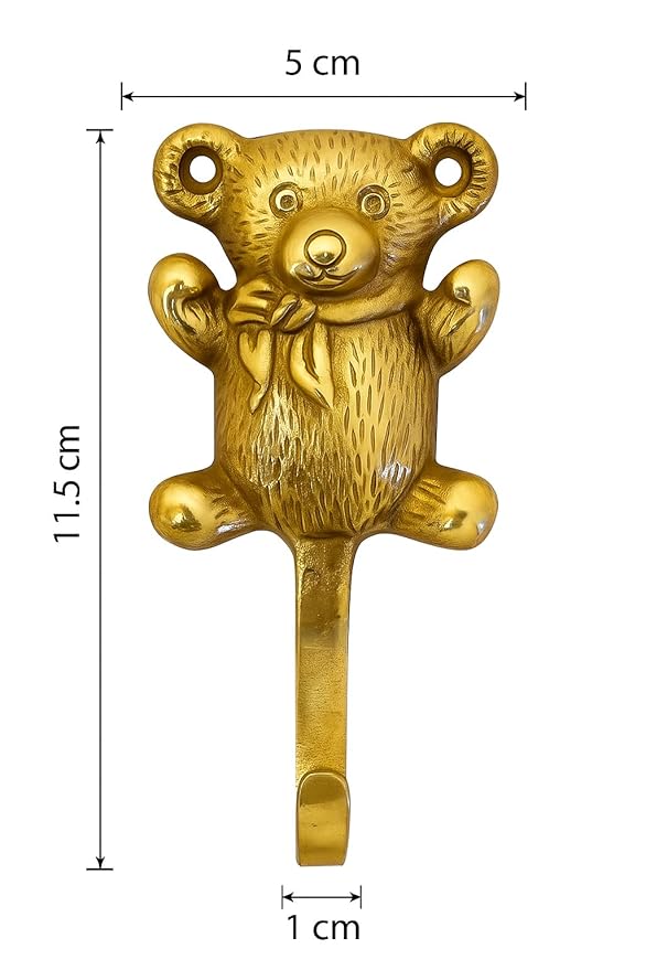 Brass Teddy Bear Wall Hook