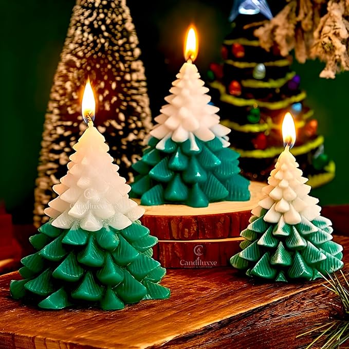 Christmas Tree Candles Pack of 2 Vanilla Scented Soy Wax Candles