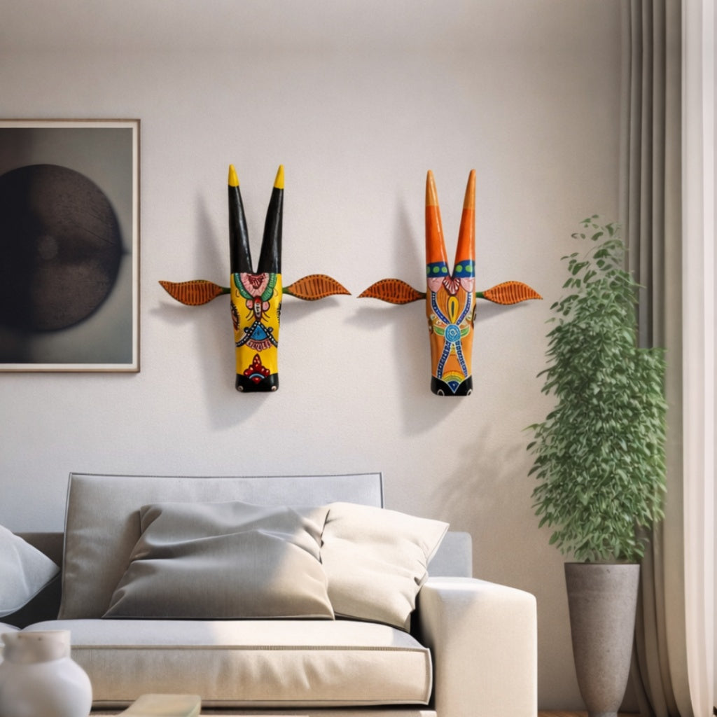 Ivory Cow Heads Hand-painted 1 +1 FREE (Set of 2)