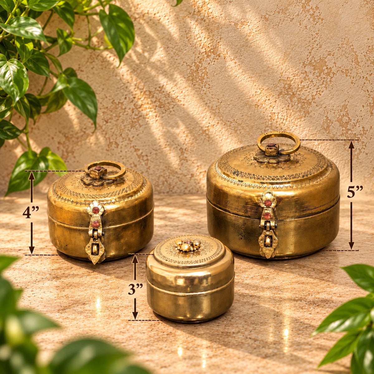 Vintage Brass/ Pital Storage Boxes Set of 3 – Antique Decorative Containers