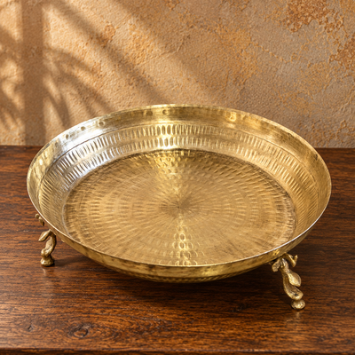Vintage Brass Urli/Parath on Peacock Legs