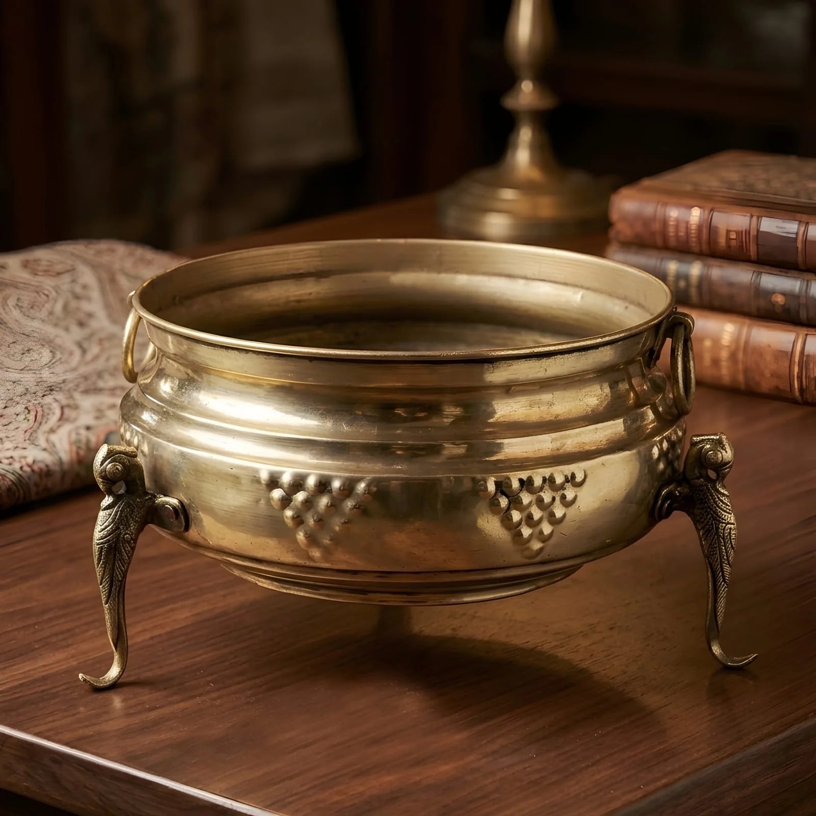 Antique Brass Bowl Planter