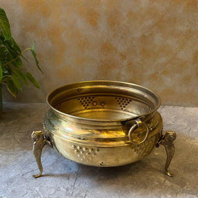 Antique Brass Bowl Planter