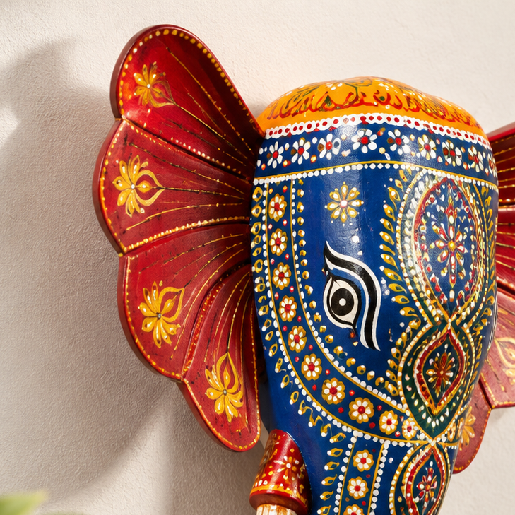 Handpainted Elephant Wall Decor - Blue