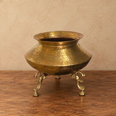 Vintage Rare Pure Brass/Pital Pot on Parrot Legs