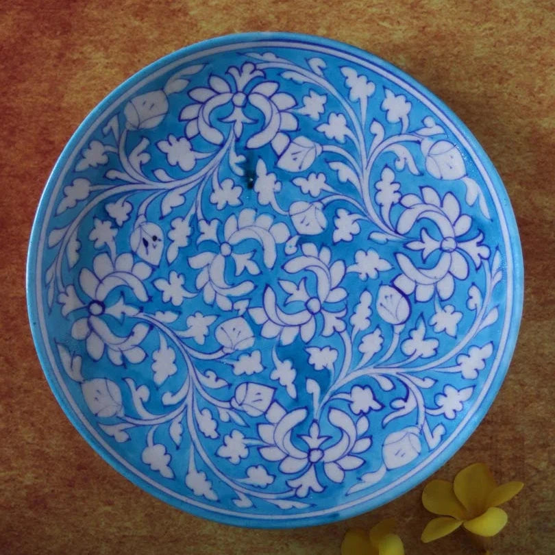 Ceramic Blue Pottery Wall Plate - 10"