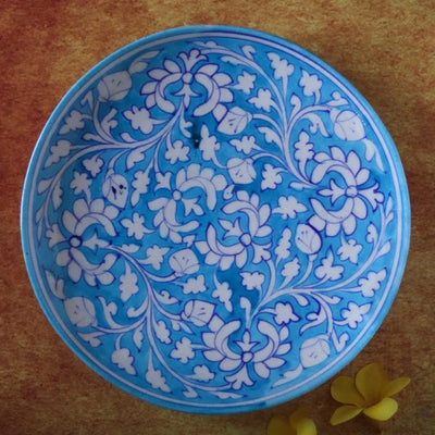 Ceramic Blue Pottery Wall Plate - 10"