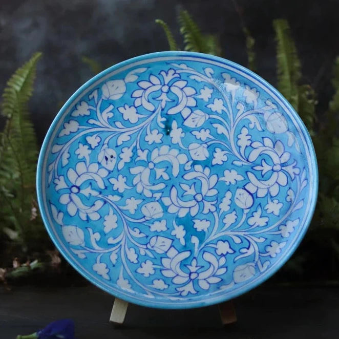 Ceramic Blue Pottery Wall Plate - 10"
