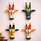 Handcrafted Wooden Ivory Cow Wall Decor | Hand-Painted Folk Art Wall Hanging