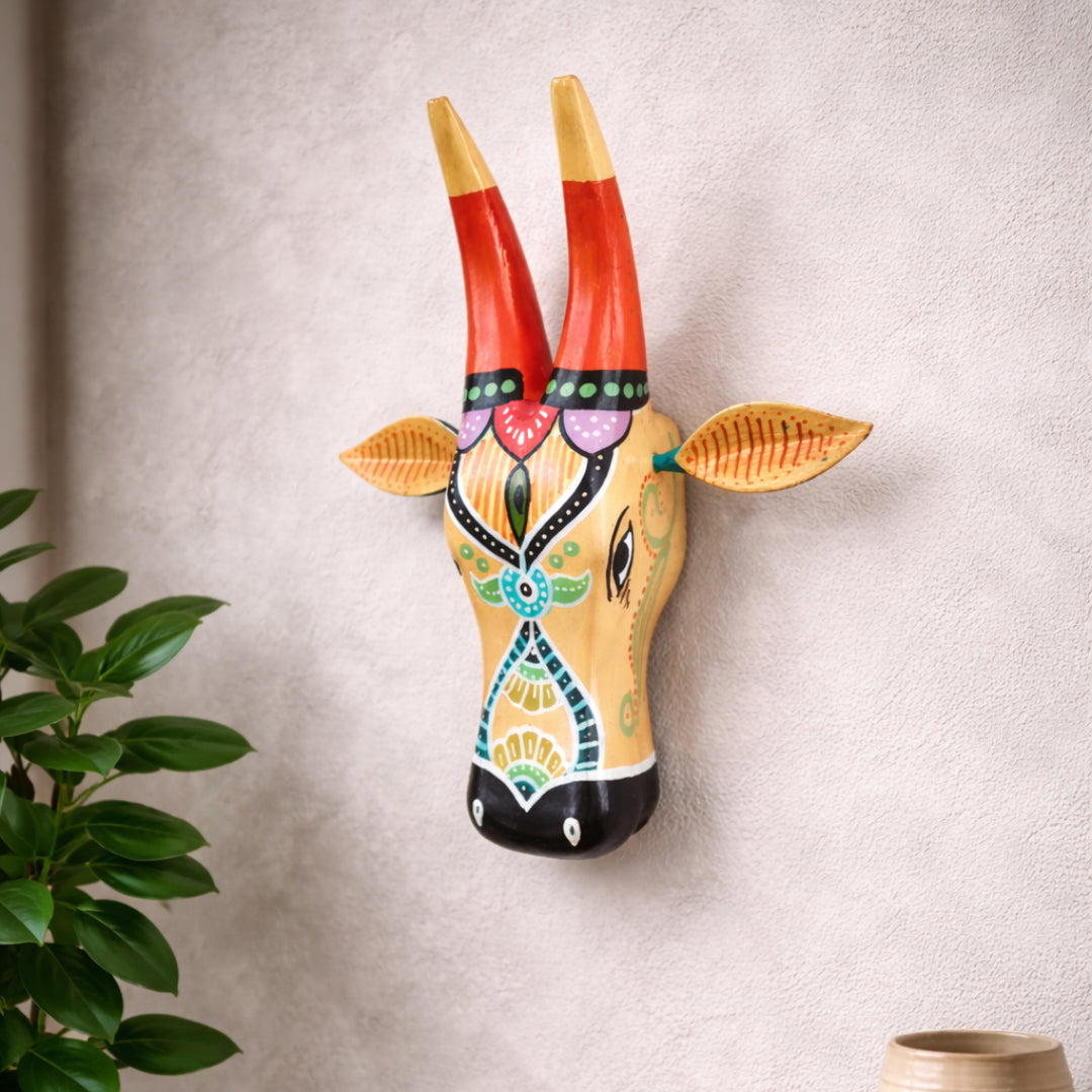 Ivory Cow Wall Decor Handpainted