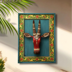 Wall Frame with Wooden Cow Face