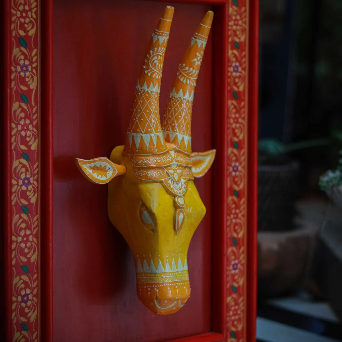 Wooden Wall Frame with Cow Face