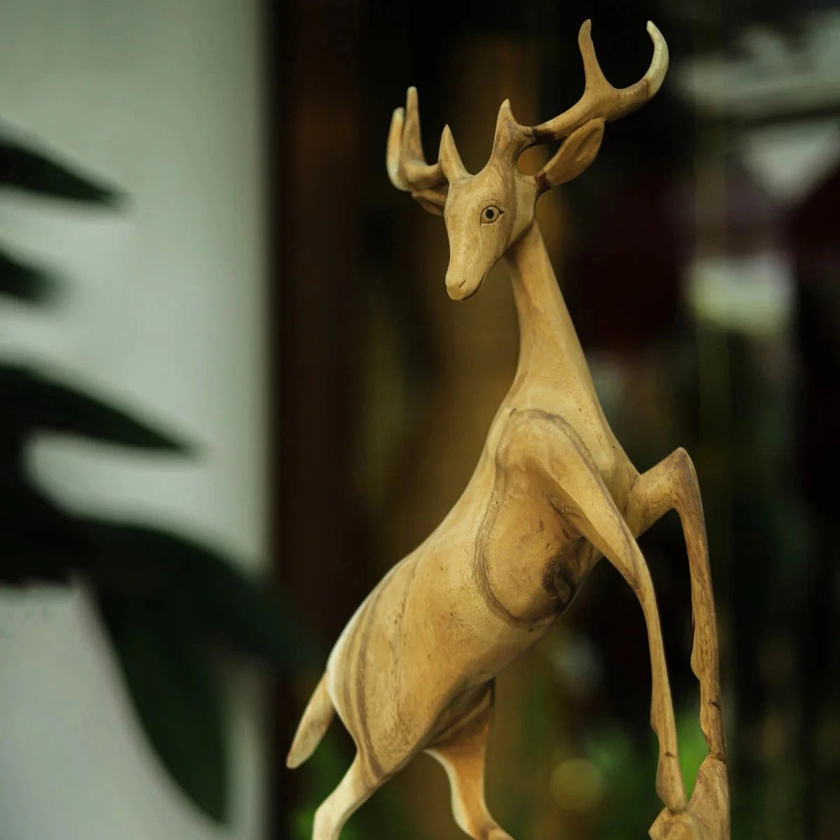 Wooden Deer Decor Sculpture
