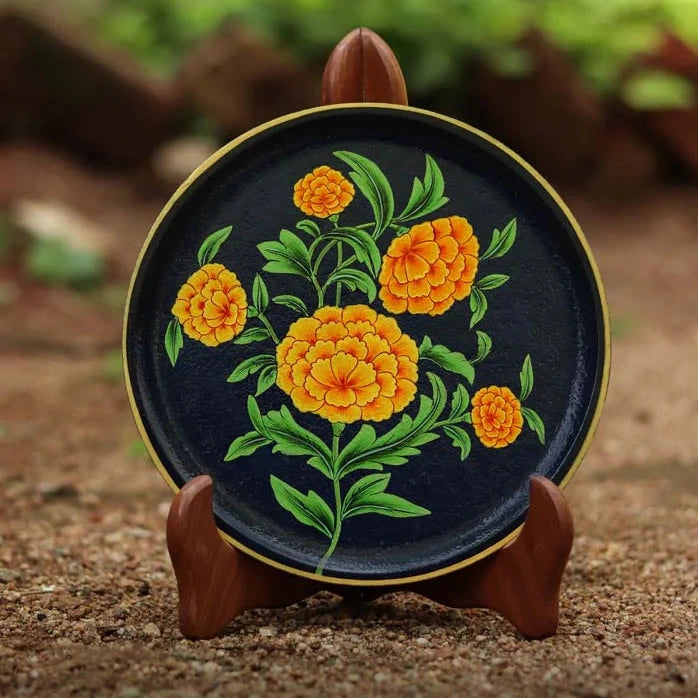 Pichwai Floral Handpainted Wall Plate - 8"