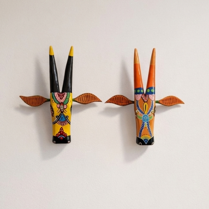 Ivory Cow Heads Hand-painted 1 +1 FREE (Set of 2)