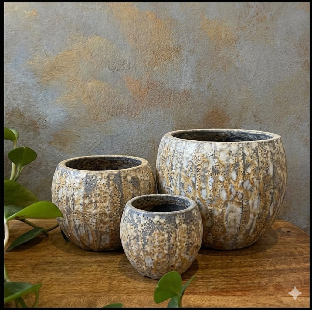 Atlantis Reef Textured Planters (Set of 3)