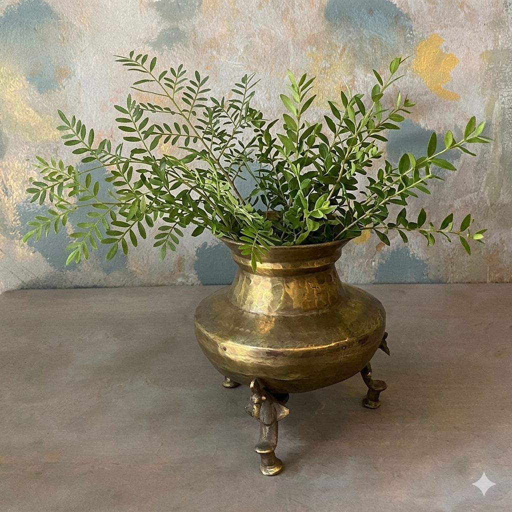 Antique Brass Pot Small