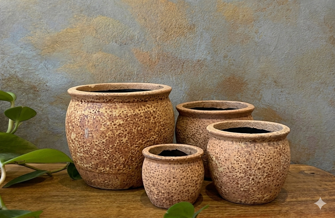 Sapphire's Rustic Atlantis Reef Textured Planters (Set of 3)