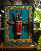 Wall Frame with Wooden Cow Face