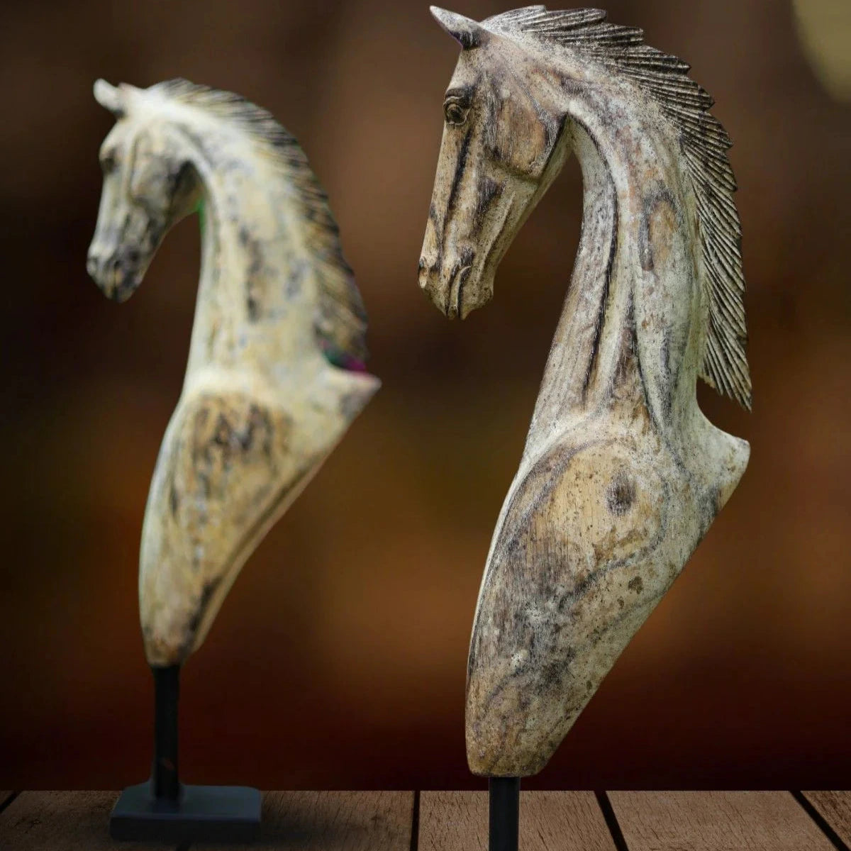 Wooden Horse Decor on Stand