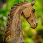 Wooden Horse Decor on Stand