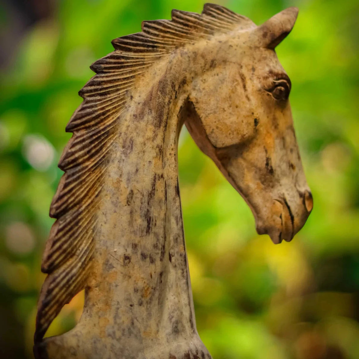 Wooden Horse Decor on Stand