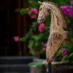 Wooden Horse Decor on Stand