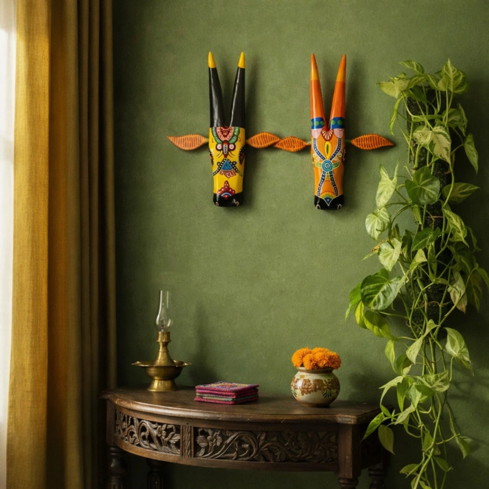 Ivory Cow Heads Hand-painted 1 +1 FREE (Set of 2)