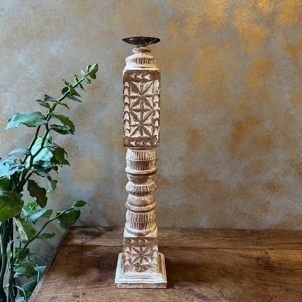Wooden Carved Candle Holder