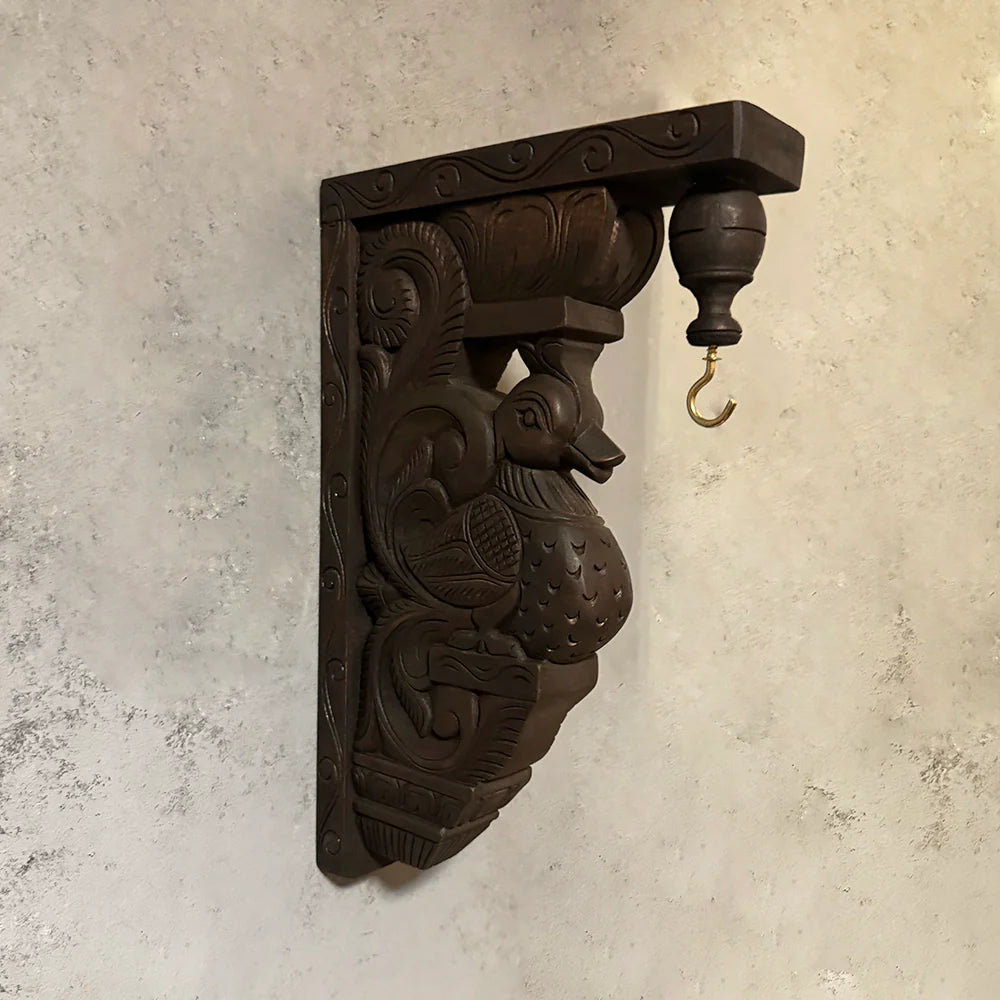 Carved Peacock Wooden Bracket
