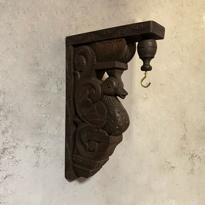 Carved Peacock Wooden Bracket