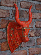 Vintage Wooden Nandi Head - 12" (Handpainted)