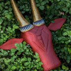 Hand-Carved Vintage Cow Head Wall Art - 12"