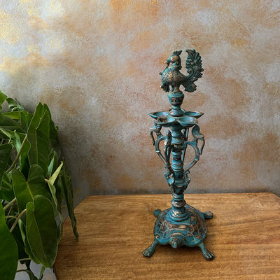 Antique Brass Peacock Lamp