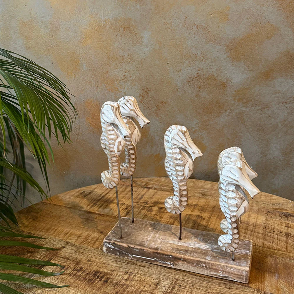 Hand Carved Sea Horse Table Decor