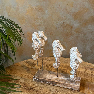 Hand Carved Sea Horse Table Decor