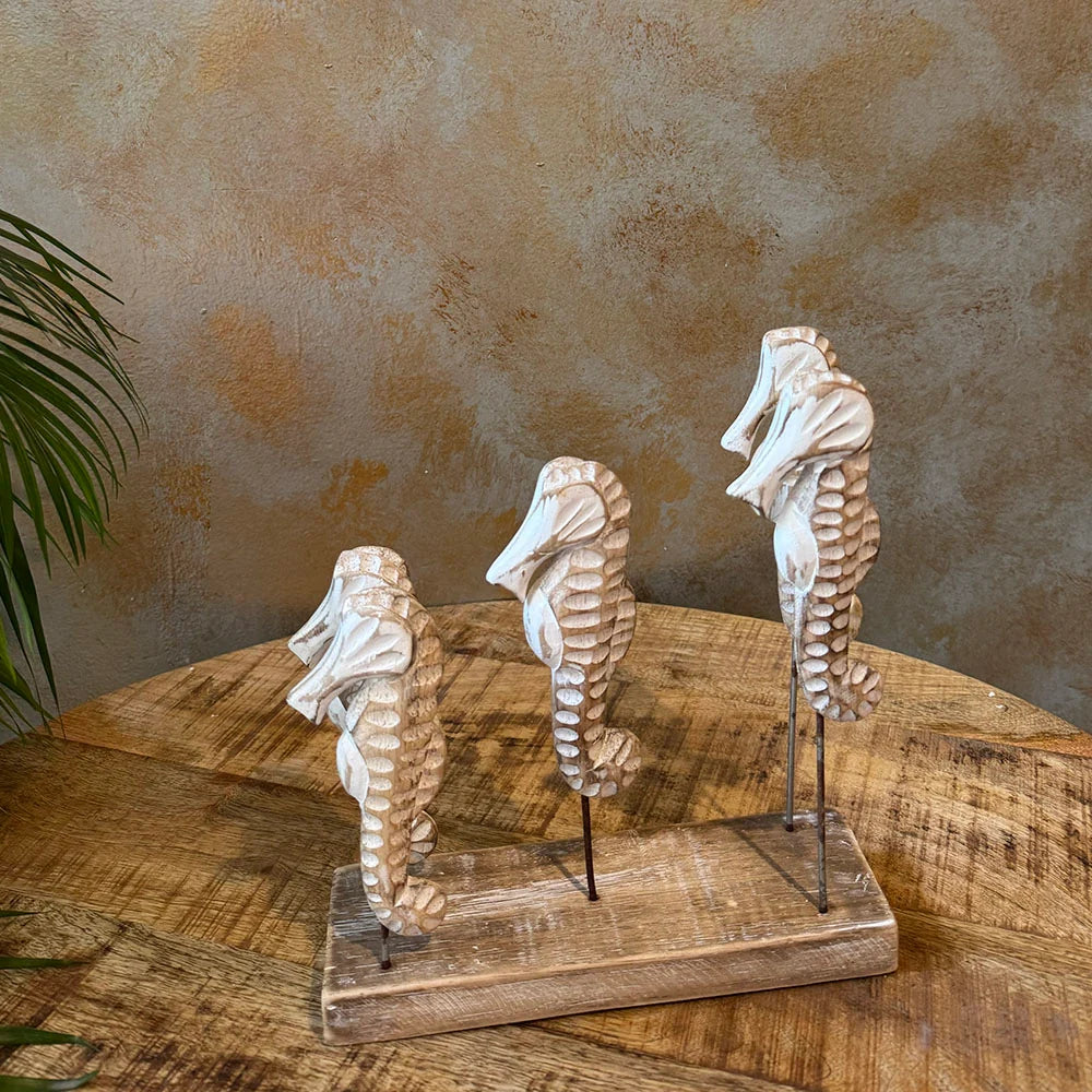 Hand Carved Sea Horse Table Decor