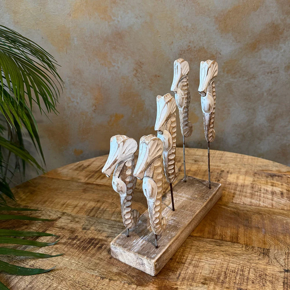 Hand Carved Sea Horse Table Decor
