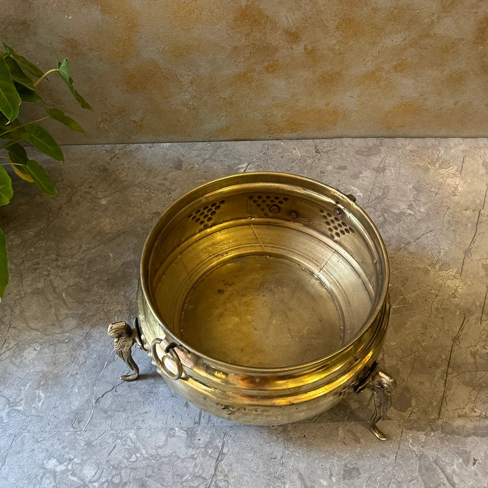 Antique Brass Bowl Planter