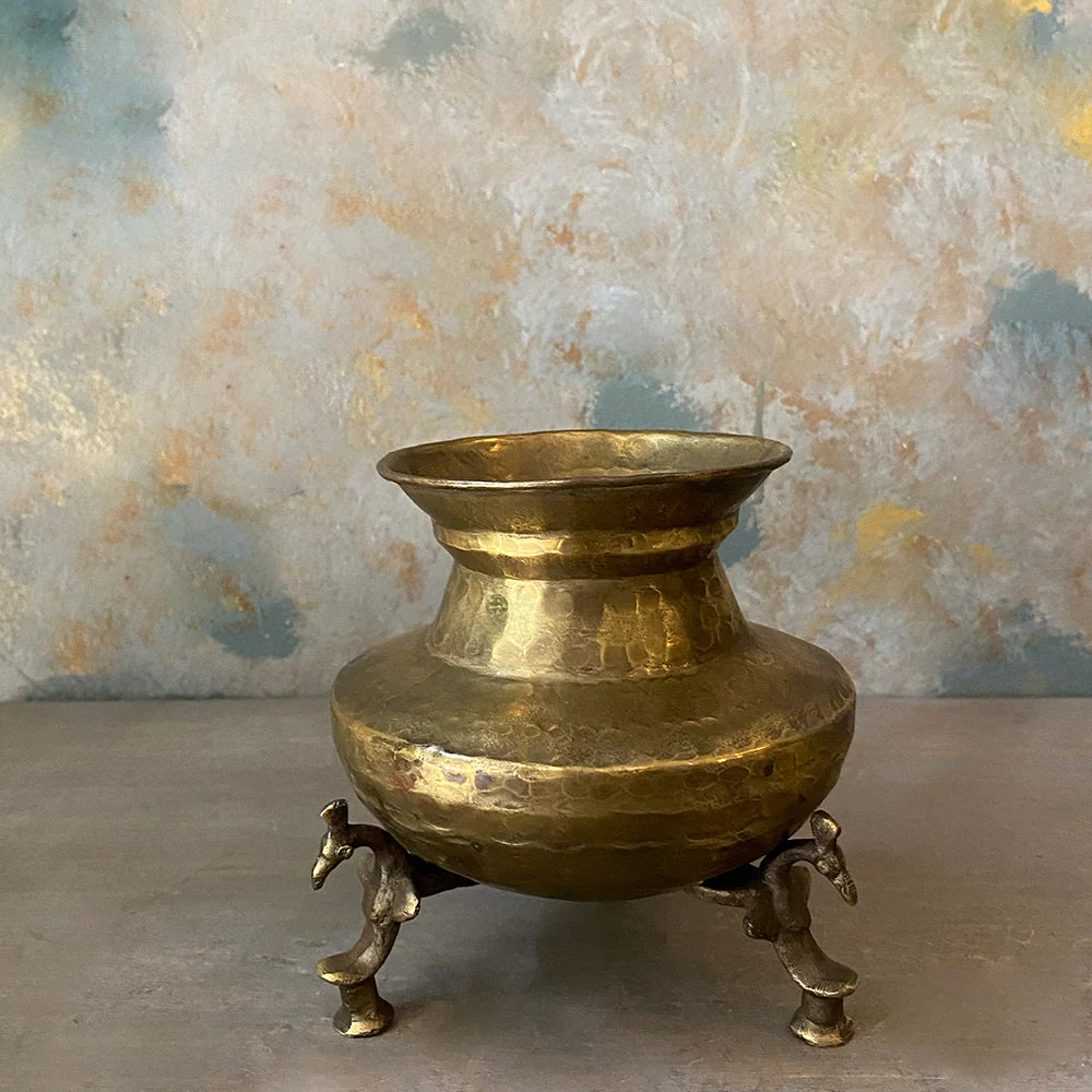 Antique Brass Pot Small