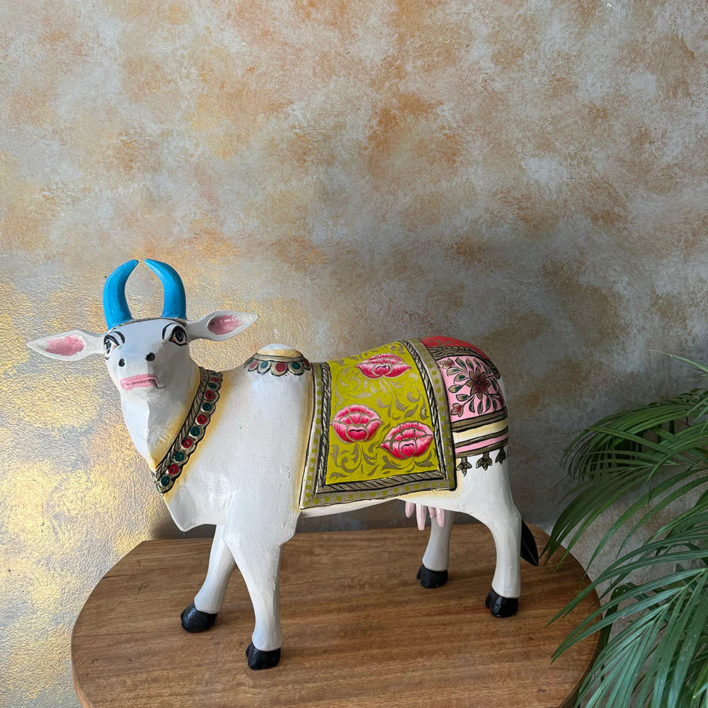 Hand Painted Wooden Cow