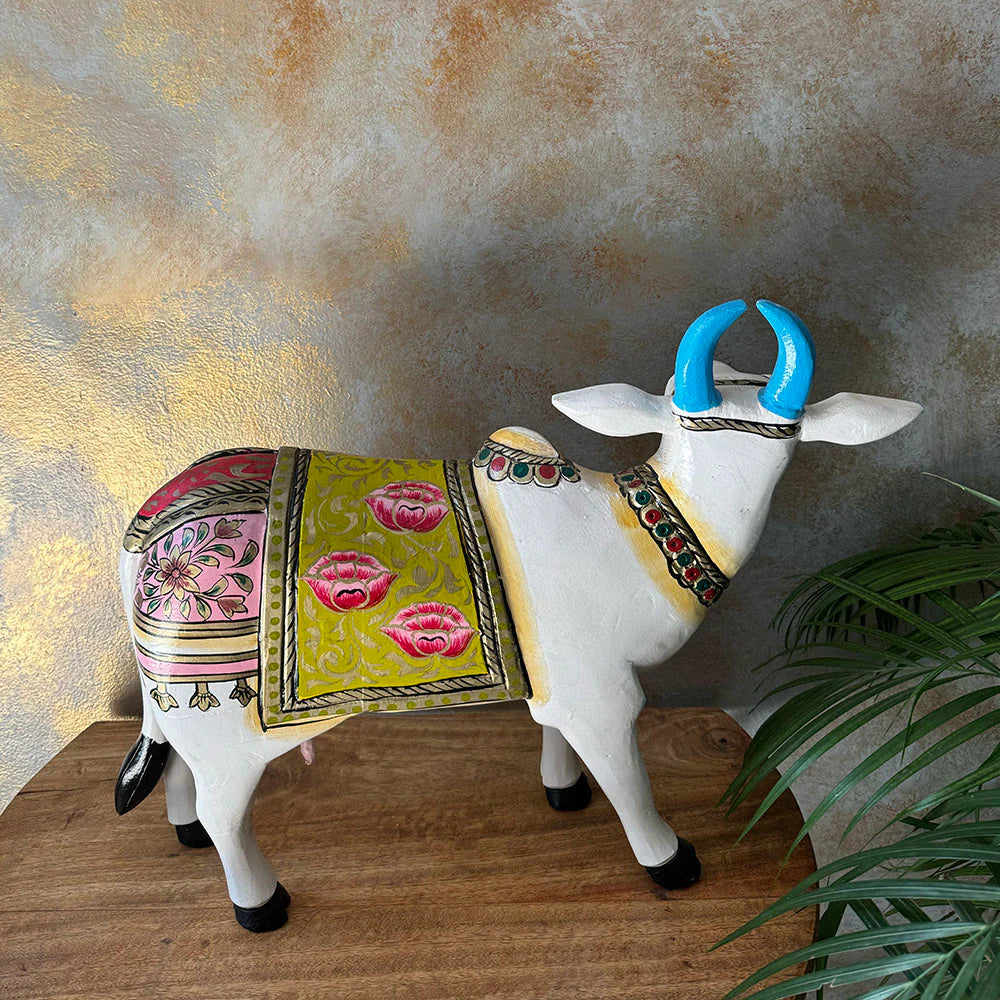 Hand Painted Wooden Cow