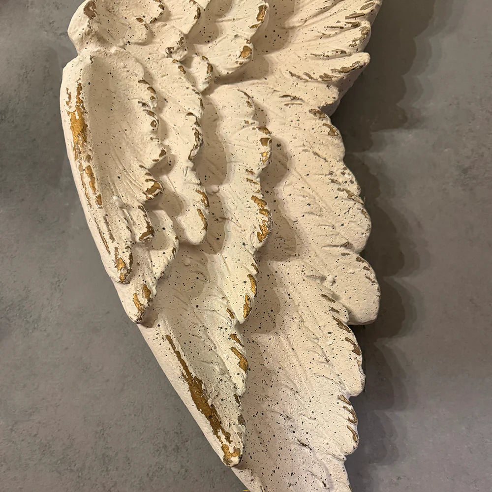 Antique Hand-Carved Wooden Angel Wings – Set of 2